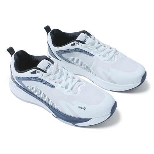 Image of Liberty Leap7x EVELSTER-E Men Sports Running Shoes - Black & White | Comfortable and Durable Lace-Up Closure - Suitable for Lacing Walking, Gym, Jogging and Outdoor Shoes for Man - Cushioned Footbed