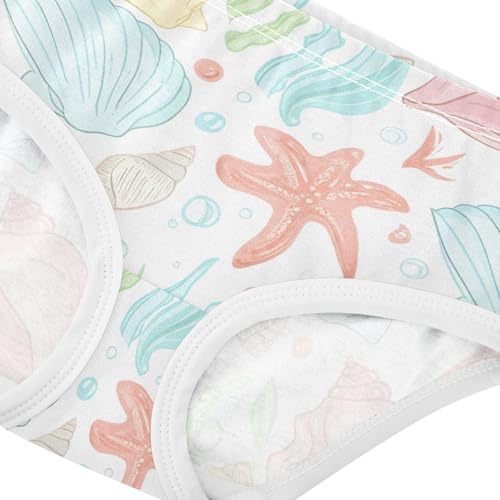 Cotton Toddler Underwear Floral Colorful Seashells White Panties for Girl Fancy Kids Briefs Undies 2t4