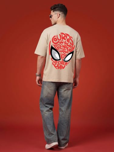 Image of Veirdo Men Spider-Man Printed Oversized T-Shirt