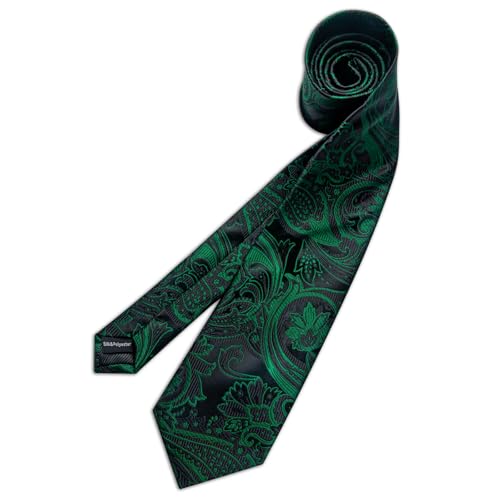 Image of DiBanGu Mens Paisley Tie Set Silk Woven Jacquard Necktie and Pocket Square Cufflinks Gift Set for Wedding Bussiness