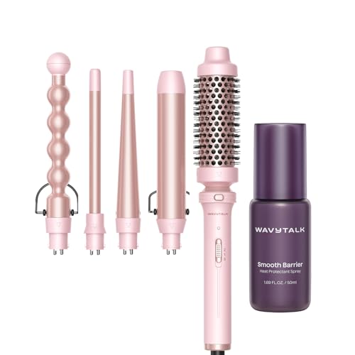 Wavytalk Multi Curl 5 in 1 Curling Wand Set and Heat protectant Spray for Hair 1.69 Fl Oz