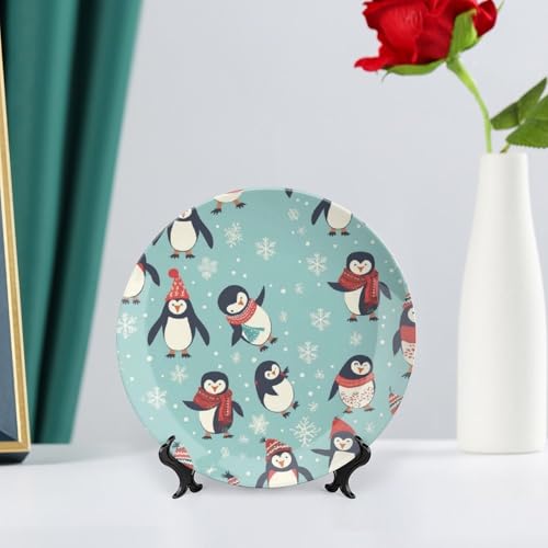 Plato decorativo de porcelana con pingüinos navideños 7 pulg miniatura 6