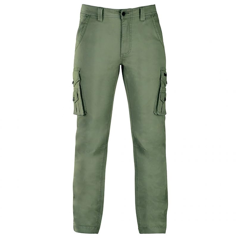 Pantalon de travail cargo Kapriol vert : confort des genoux préformés sur chantier