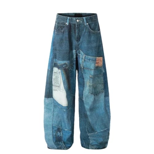 Men Vintage Streetwear Y2K Wide Leg Jean Trouser Baggy Denim Pants