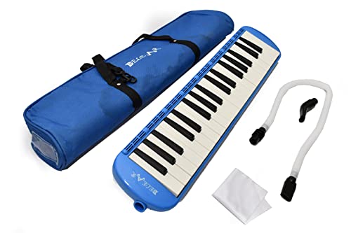 Image of 37 Key Melodica Piano Style Musical Instrument With Carry Bag Accessories (Blue)