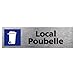 Sticker d'Information Local Poubelle - Aspect Aluminium Brossé - Dimensions 170 x 50 mm