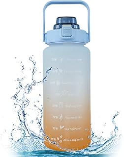 2 Litre Motivational Water Bottle, Reusable & BPA Free Non-Toxic Tritan Water Bottle with Time Maker, Flip Top Leakproof Lid Water Bottle, for Fitness, Gym, Yoga and Outdoor Sports / One Click Open(D)
