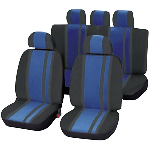 Preisvergleich Produktbild Cartrend 84959 Sitzbezugset Newline, 14-teilig, Blau / Schwarz