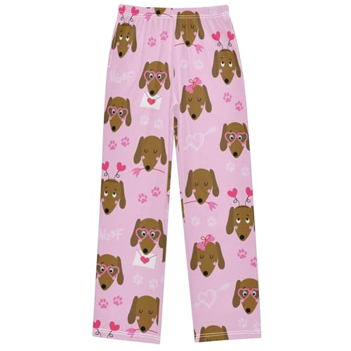 Boy's Pants Funny Dachshund Dog Poster Jogger Pants Elastic Waist Long Bottoms Trousers with Pockets 6-14 Years