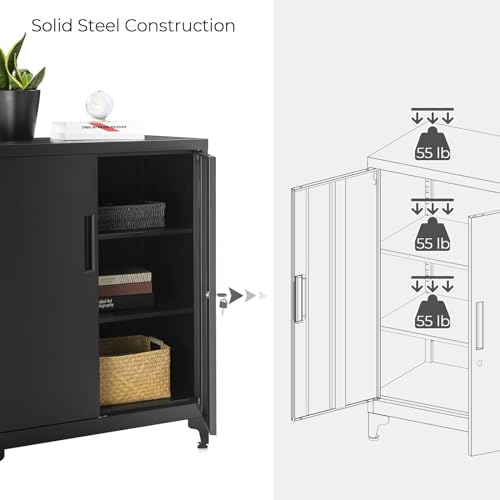 Image of SONGMICS Metal Garage, for Home Office, Printer Stand, wtih Lock, Black UOMC013B01