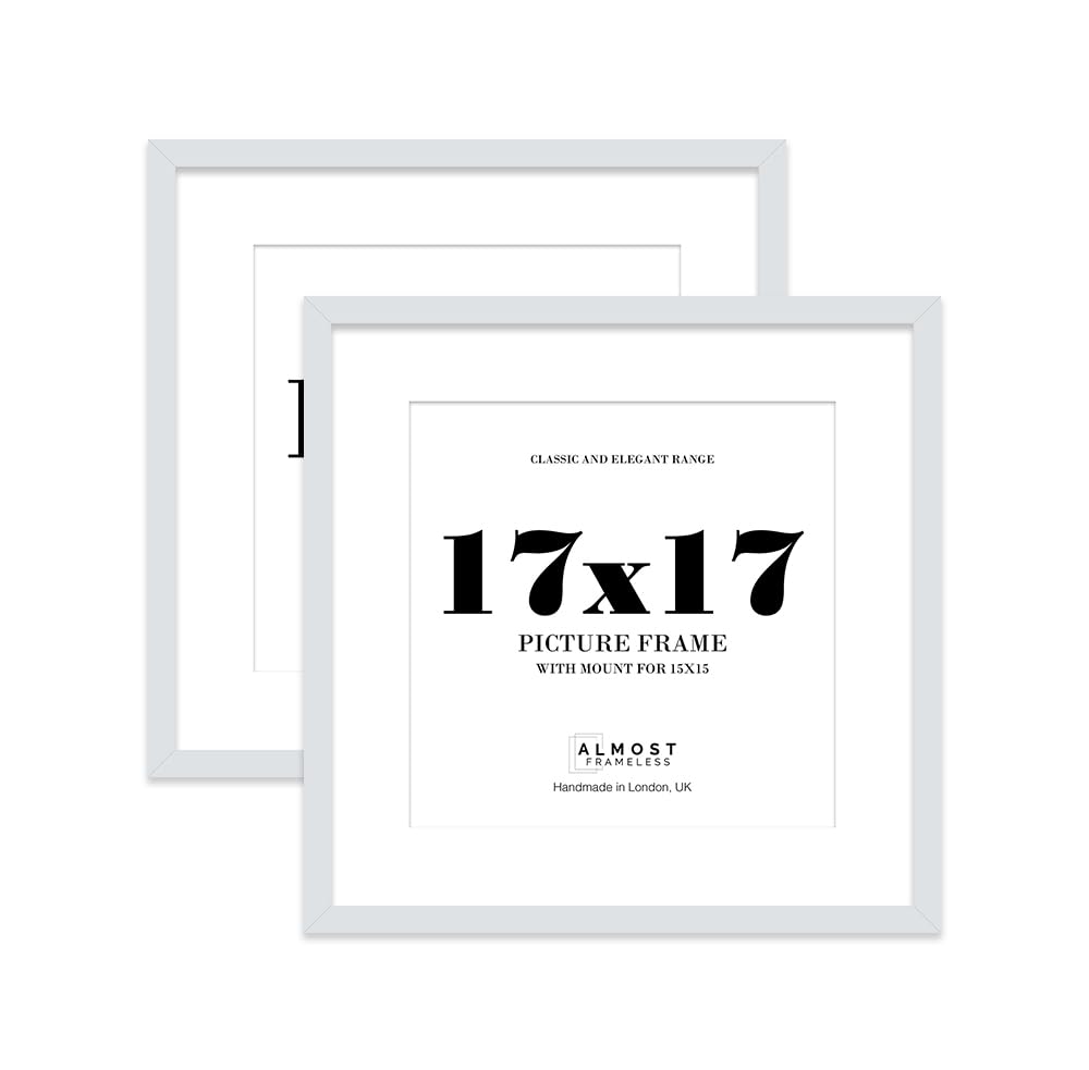 17x17 Light Grey Picture Frame with Mount for 15x15 Photos, Prints - Modern Square Wall Frame, Set of 2