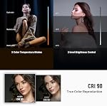 NEEWER Basics 10W Selfie Light with Tripod Stand, 1200mAh LED Square Ring Lighting, 72" Selfie Stick Phone Holder Compatible with iPhone, CRI90 3 Modes Remote for Travel Vlog Video Recording, NL100B