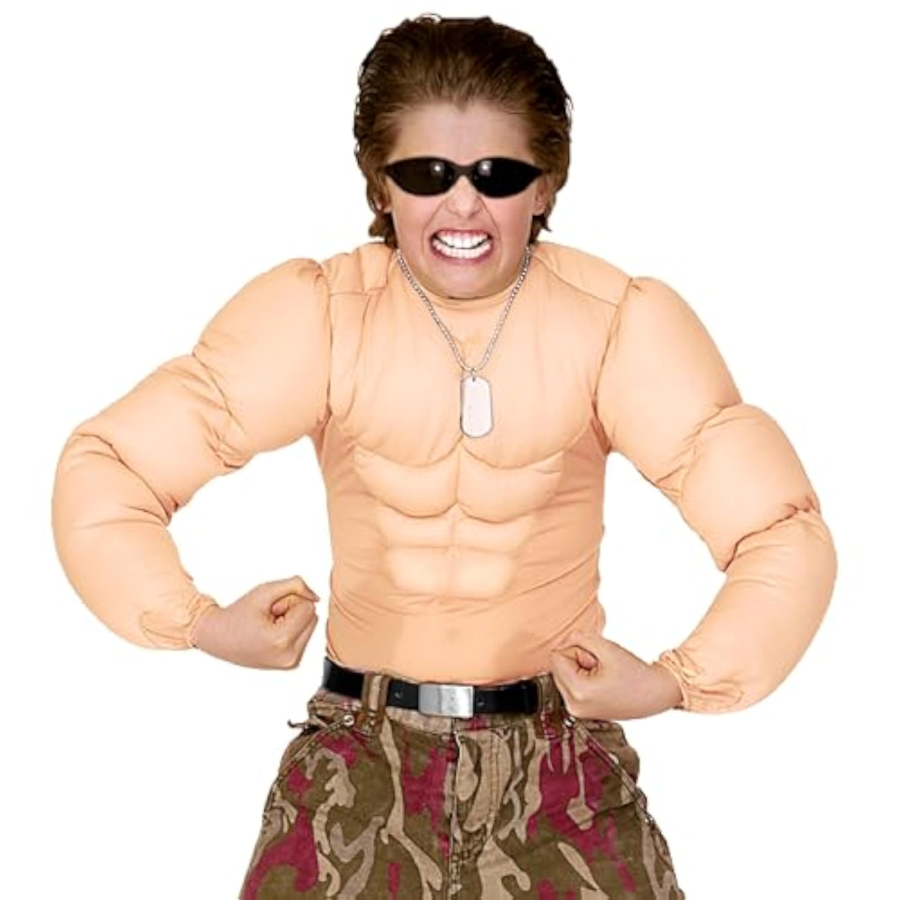 W WIDMANN MILANO Party Fashion - camiseta musculosa para niños, six-pack, soldado, superhéroe, culturista, disfraces