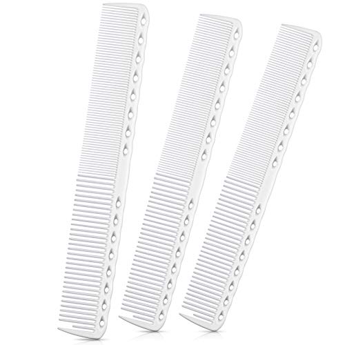 3 Pieces Carbon Fine Cutting Comb Carbon Fiber Salon Hairdressing Comb Hairdressing Comb Heat Resistant Barber Comb (Creamy White)