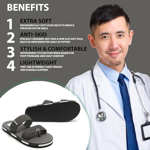 Image of DOCTOR HEALTH SUPER SOFT Men's Casual Slippers with Soft Cushioned Sole, Double Strap with Toe Loop Design, Lightweight Anti-Slip Everyday Wear Slippers for Home and Outdoor Use