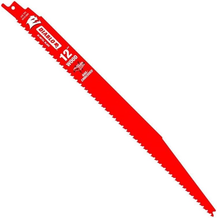 Diablo DS1212BW5 12" 4/6TPI Bi-Metal Reciprocating Saw Blades for Nail-Embedded Wood (5-Pack)