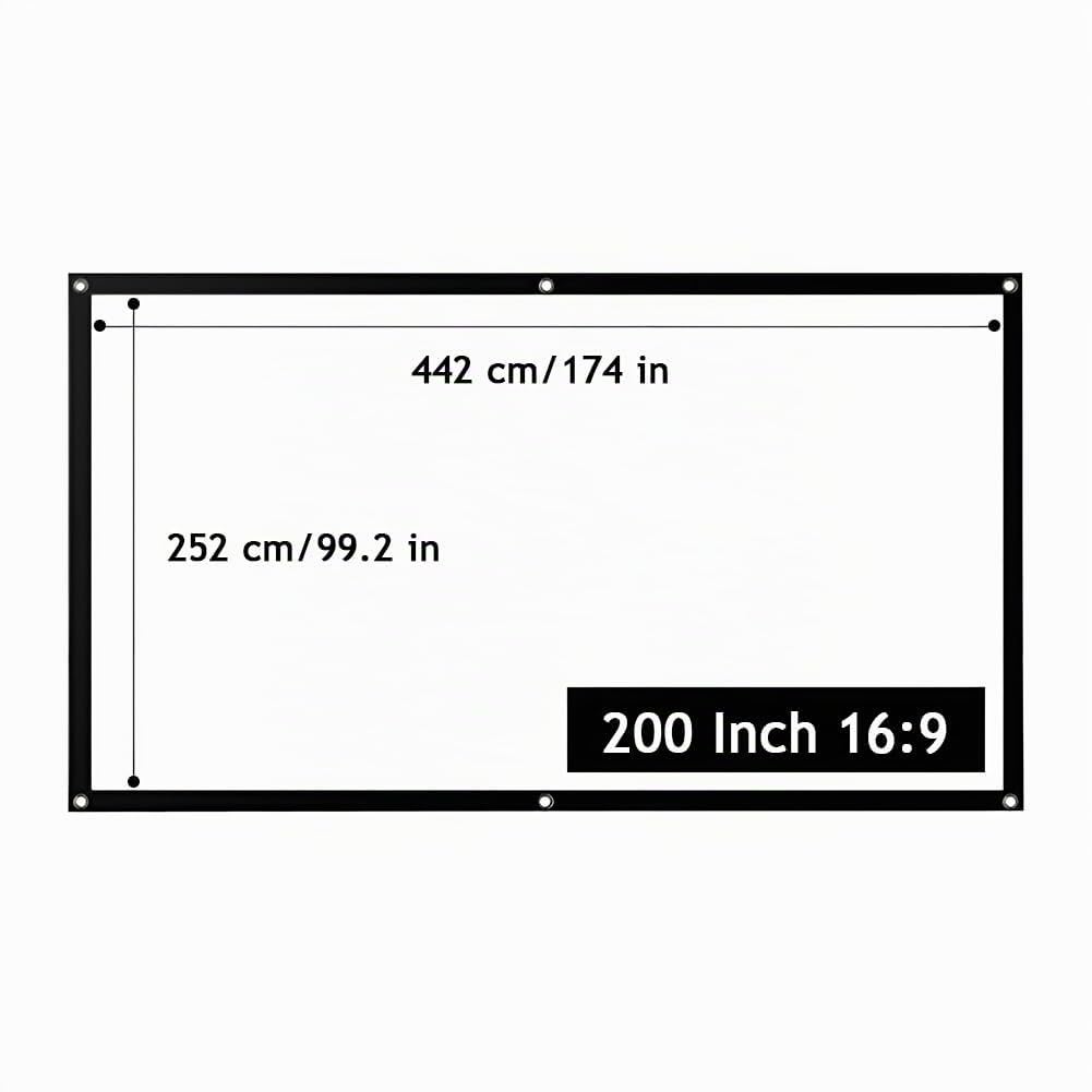 Écran de Projection Portable Pliable 300 Pouces 16:9, Écran de Cinéma 4k HD Anti-Plis, Prend en Charge la Projection Dou-ble Face(200 inch)