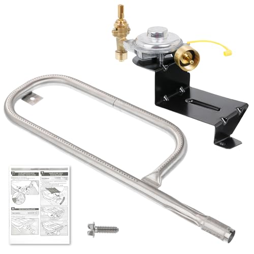Image of BlueStars 80477 Regulator 69957 Burner Tube for Weber Q Grill Q100 Q120 Series 386001 386002 516501 516002 516801 - Gas Valve Regulator &17in Burner Replacement Kit - CSA Certified