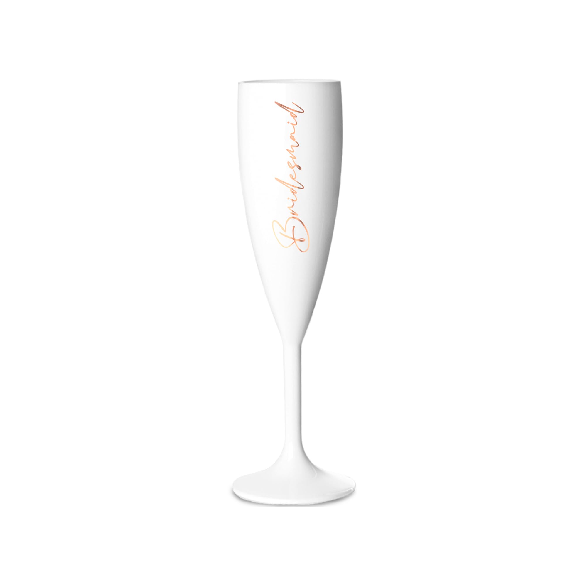 Print Maniacs Champagne Premium White Flute Glass Bride Groom Mr Mrs Wedding Maid Honour Wine Cocktail Prosecco Celebrations Gift (Copper, Bridesmaid)