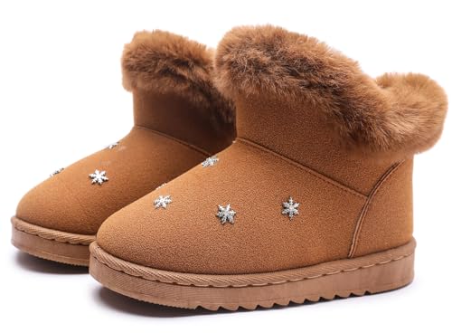 DADAWEN Kids Boys Girls Snow Boots Suede Warm Fur Lined Slip On Outdoor Winter Boots (Toddler/Little Kid) Brown US Size 6 M Toddler by DADAWEN - Image 7