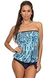 Dippin' Daisy's Green Peacock Bandeau Blouson Tie Tankini