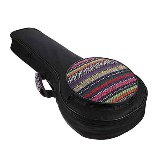 VICASKY シー厚手スポンジストラップ付きマンドリンバッグ 民族調編みデザイン 楽器収納ポーチ ポータブルキャリングケース