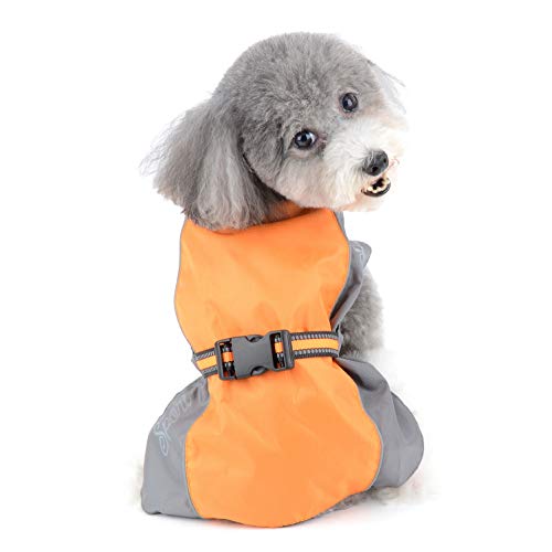 SELMAI Waterproof Dog Jacket Reflective Strips Outdoor Windproof Coats with Straps Cat Apparel Snowsuit Pet Warm Clothes for Puppy Small Large Chihuahua Walking Running Cold Weather Winter Orange L