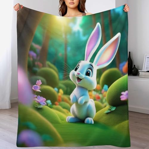 Plaid couverture polaire lapin 150x200 cm douce pour lit et canapé