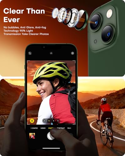 Image of TOCOL Camera Lens Protector for iPhone 13 / iPhone 13 Mini Tempered Glass HD Individual Scratch Resistant Camera Cover Accessories Case Friendly 2 Pack(Alpine Green)