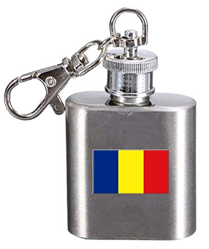 Porte-clés flasque gravé drapeau du Tchad mini format poche - 2