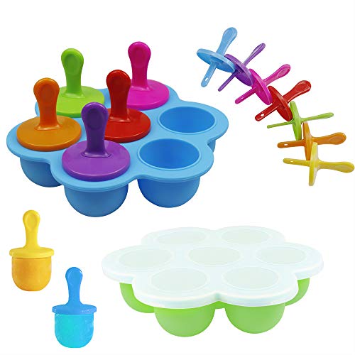 image for Mity rain 2 Pack Popsicles Molds- 7-cavity Mini Silicone Ice Pop Mold 