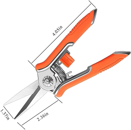 Garden Art 6.5 Inch Micro-Tip Pruning snip Gardening Hand Pruning Shears Trimming Scissors with Stainless Steel(Orange) GAHC058-2