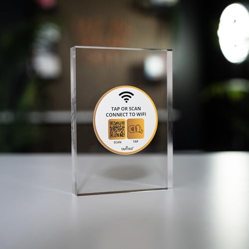 Borne Wifi Porter A6 QR code étiquette dorée blanche pour comptoir - 2