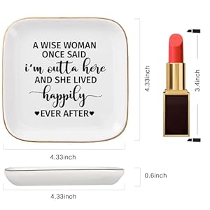 Retirement Gift for Woman Trinket Jewelry Dish A Wise Woman Once Said Im Outta HereLived Happily Ever After Retired Gifts for Women Coworker Teacher Nurse Boss Lady
