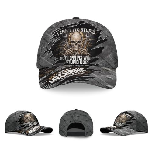 Image of Skull Cap, Gifts for Men, Skull Us Flag Skeleton Gothic Horror, Black Baseball Cap, Adjustable Caps Sun Hat