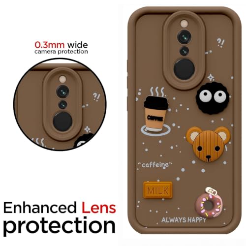 Image of Bintage Cute Fun Taddy Cartoon 3D Ball Bear Milk Donut Coffee Cup Silicon Case Full Body & Camera Protection Back Cover Compatible for MI Redmi 8 - Brown