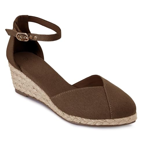 Image of Juliet Holy Womens Espadrilles Sandals Closed Toe Platform Ankle Strap Casual Summer Wedges