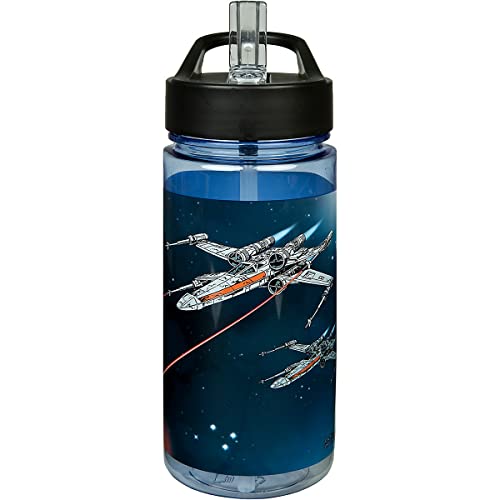 Scooli AERO Gourde Star Wars - Plastique sans danger - Sans BPA - Avec paille intégrée - 500 ml - Parfait pour l'école, la maternelle, les loisirs pour les garçons, les filles