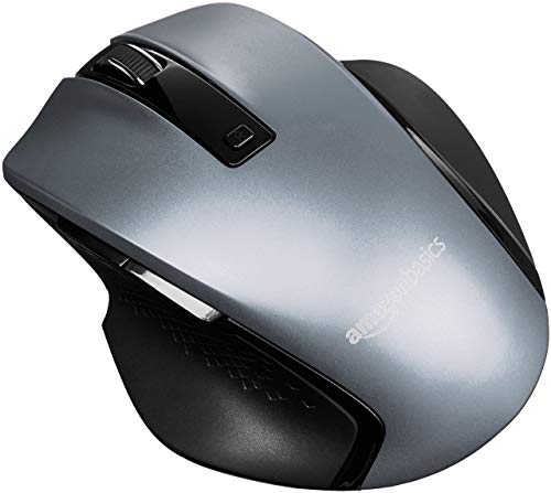 AmazonBasics Compact Ergonomic Wireless PC Mouse with Fast Scrolling - Silver (Renewed)