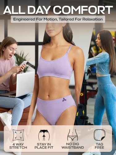 Image of Balanced Tech Moisture Wicking Underwear for Women, Seamless Workout Hipster Brief Bikini Panties