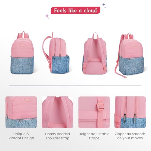 Image of Genie Casual Backpack for Girls |17 In-20 Ltr with Laptop Sleeve, Two Compartments and Trolley Sleeve with Padded Shoulders |Best for Books,Stationery,Lunch Box & Essentials