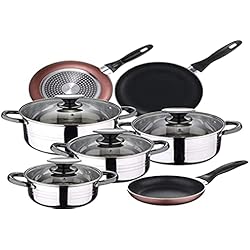 Cazuelas San Ignacio Opiniones Bateria de cocina 8 piezas SAN IGNACIO Dina, acero inoxidable, con juego sartenes (16/20/24 cm) SAN IGNACIO Paradise de aluminio prensado