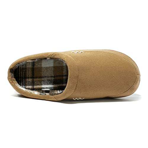 Image of NewDenBer Men's Warm Memory Foam Suede Plush Fleece Lined Slip on Indoor Outdoor Clog House Slippers
