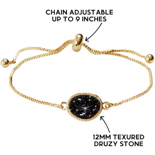 Humble Chic NY Simulated Druzy Chain Bracelet for Women - Boho Stackable Adjustable Bolo Slider Bracelet3