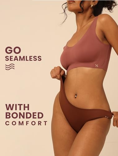 Image of Krvvy Low Waist Mid Coverage Seamless Bikini Panty for Women | Ultrasoft Underwear with 100% Cotton Gusset & Ventilation Holes