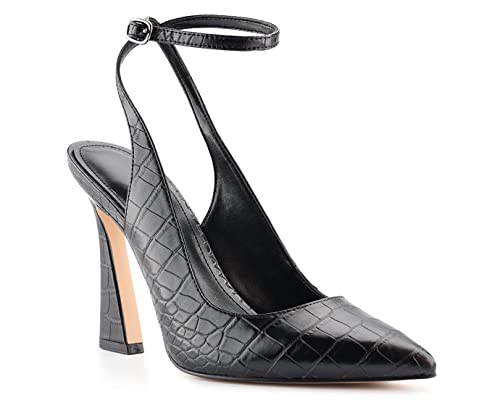 Reoplty Womens Closed Toe Ankle Strap Heels Pointed Toe Pumps Shoes Slingback High Heel Wedding Dress Shoes Black