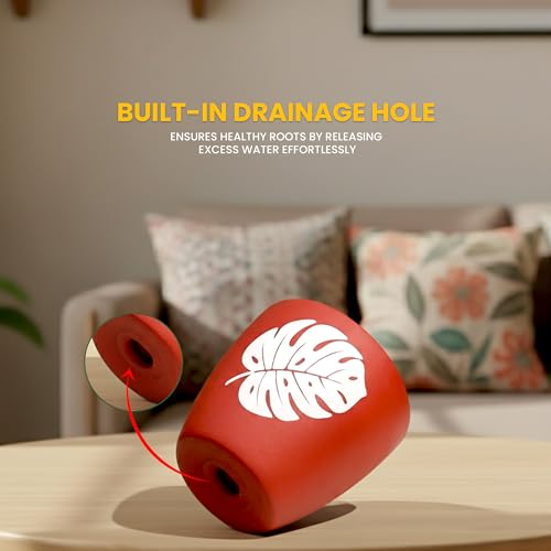 Image of Urban Plant Botanical Clay Canvas Terracotta Pot with Drainage Hole (5 Inch) | Decorative Indoor Plant Pot | Breathable Clay Planter for Healthy Roots | Ideal for Home Decor, Balcony & Office