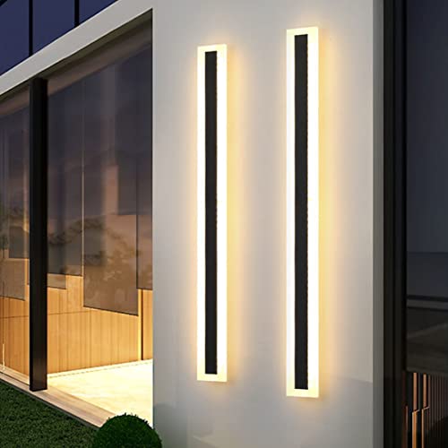 ZTWLEED 2 Piezas Aplique Pared Exterior,15W 60CM Apliques Pared Exterior Negro,Impermeables IP65,Bianco Calido 3000K,Luz LED Exterior Jardin Minimalistas Metal Pantalla de Acrílico Cover