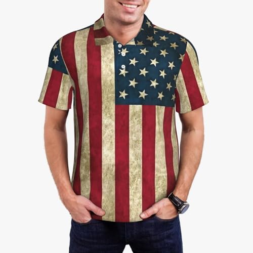 Polo chemises décontractées homme style drapeau américain été - 2