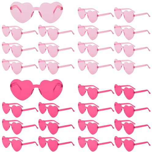 30PCS Heart Shaped Sunglasses Candy Color Rimless Glasses Cute Fun Colored Rave Party Sunglasses Party Favors